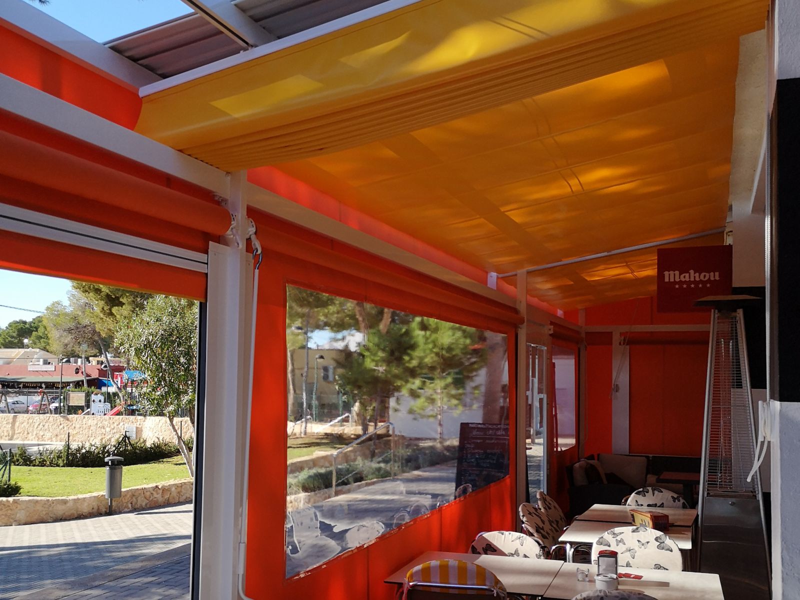 Enclosures with awnings
